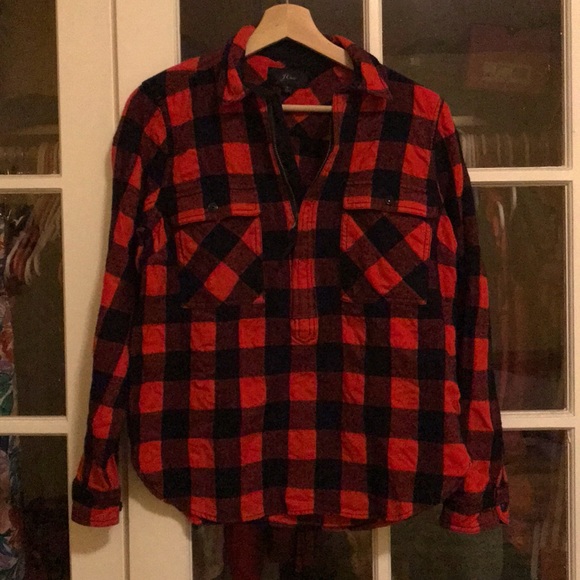 flannel half zip pullover